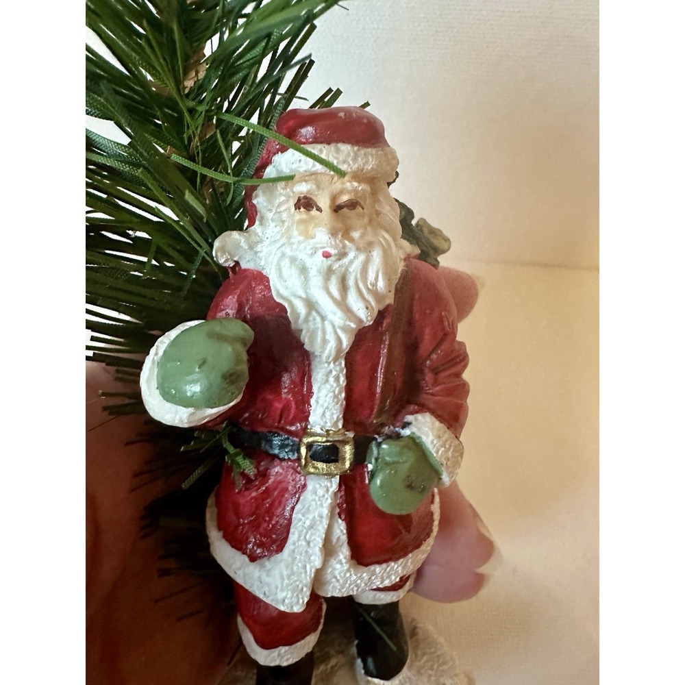 Vintage Santa Figurine Resin Christmas Tree Bag Of Gifts 6"